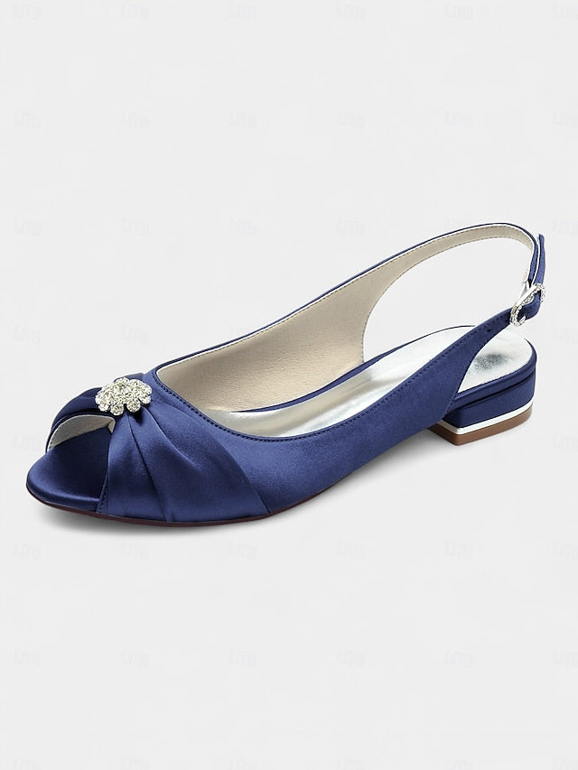 Satin Heels Crystal Wedding Women's Slingback with
