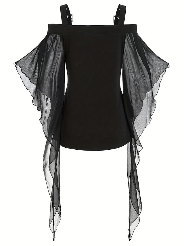 Ruffle Trim Cosplay Blouse Medieval Gothic Vintage Slim Contrast