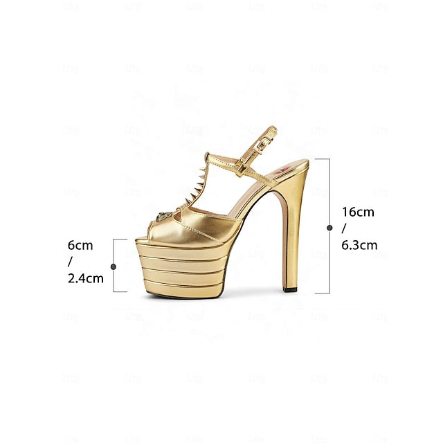 Silver Edgy and Heels High Platform Gold Women's - Metallic