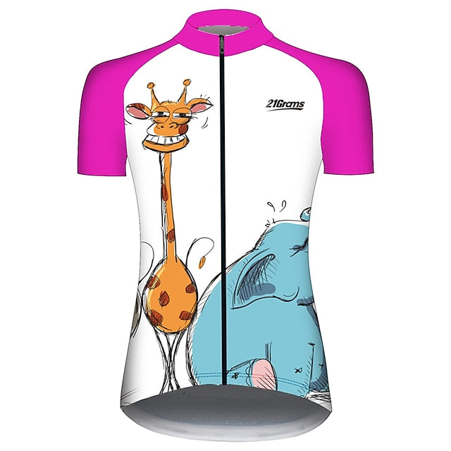 Women's Cycling Jersey Animal Elephant Giraffe Short Sleeve