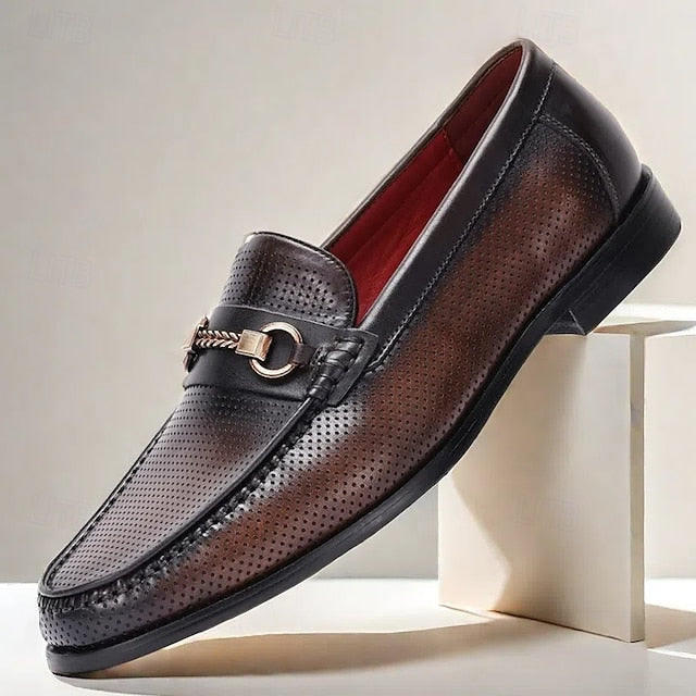 Loafers Black Textured Men's Leather 100% Premium –