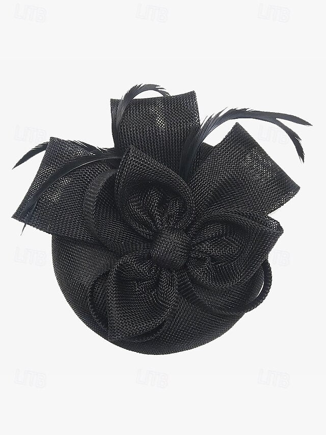 Women's Fascinator and Feather Bow Hat Green Accents with