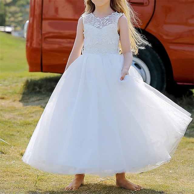 Solid Party Dress Girl Flower Kids Color Girls'