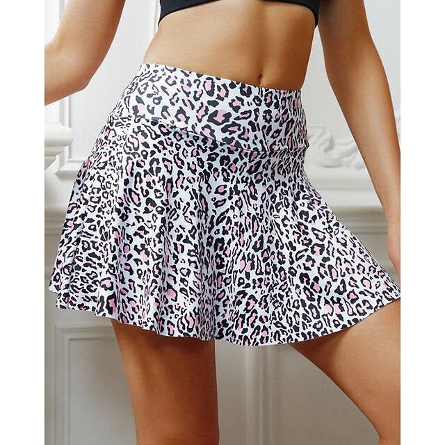 Women's Leopard Stripes Casual Skirt Tennis Skirts with