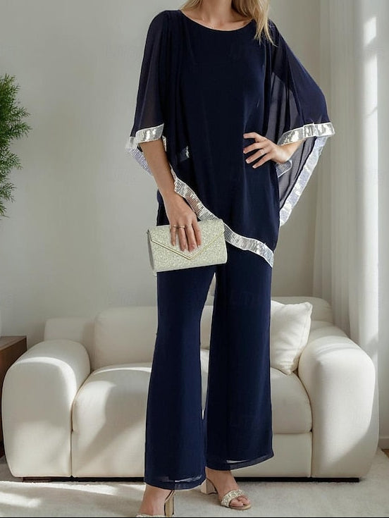 Elegant Dress of Bride Mother Two Simple the Pantsuit Piece