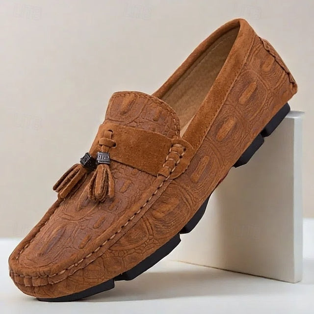 Men's Loafers Tassel with Suede Faux and Detail Brown