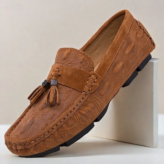 Men's Loafers Tassel with Suede Faux and Detail Brown