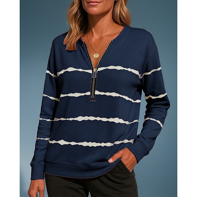 Women's Pullover Sweatshirt Casual Tops Half Zip Long