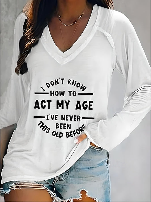 Women's T shirt Long Sleeve V Neck Long Sleeve Graphic