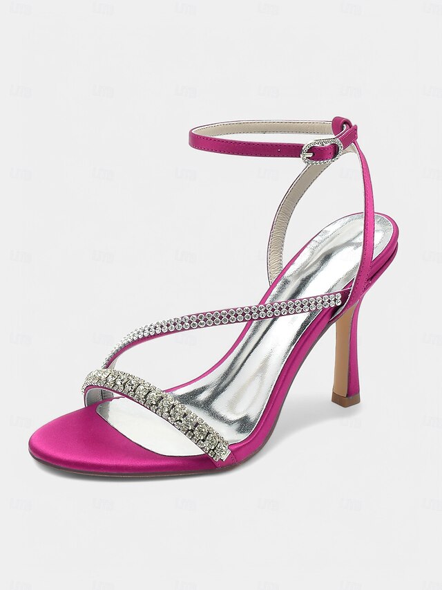Sophisticated Rhinestone Satin Champagne Strappy – Heels