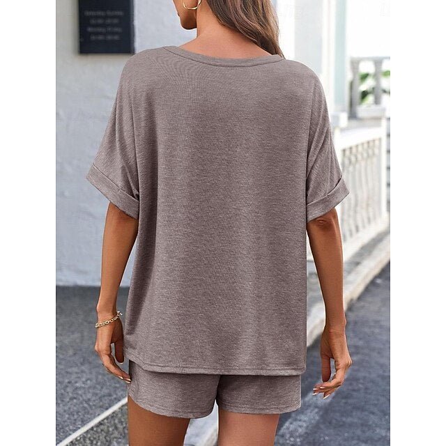 Women's Shorts Sets Bolero Top Short Sleeve Round Neck