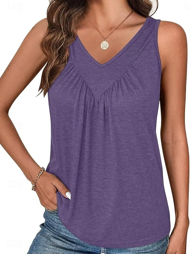 Women's Tank Top Sleeveless Shirt Tee Top Patchwork Plain