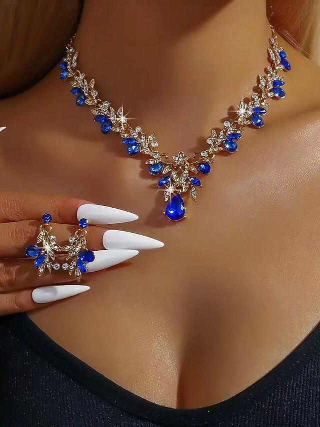 Rhinestone Pendant - Set Women's Jewelry Gold Teardrop with