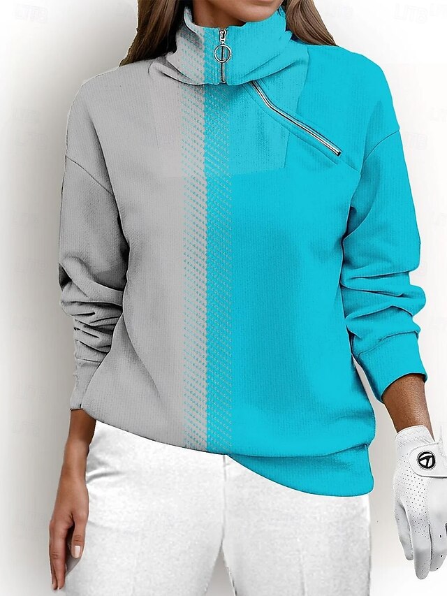 Women's Golf Pullover Sweatshirt Black Blue Rose Red Long