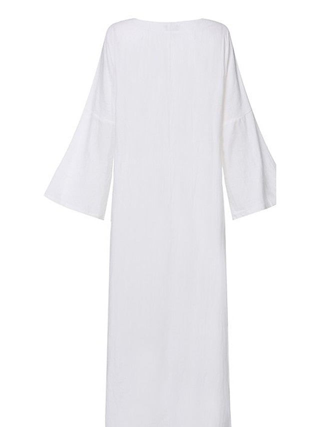 Women's White khaki Spring Fall Autumn Maxi Dress White