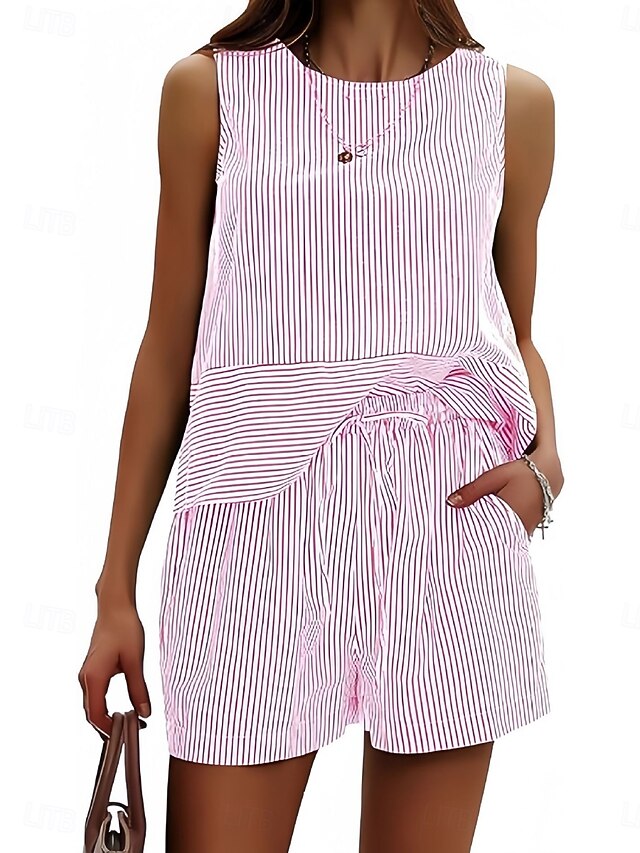 Women's Shorts Sets Bolero Top Sleeveless Round Neck