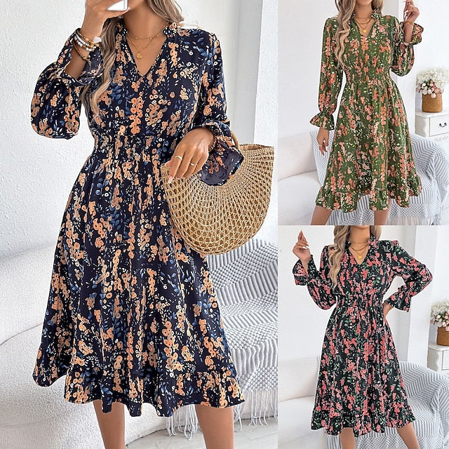 Women's Midi Dress A Line Dress Vacation Casual Outdoor