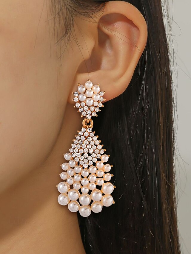 and Pearl Faux – Rhinestone Drop Earrings Vintage Elegant
