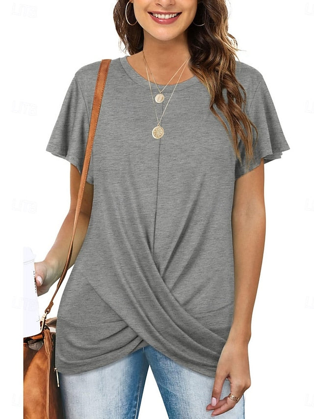 Women's T Shirt Solid Color Plain Classic Modern Casual