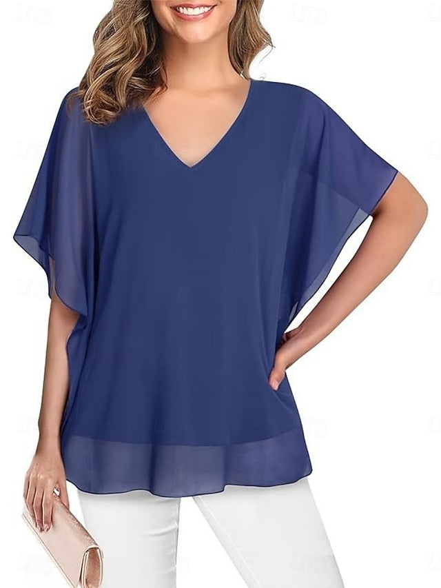 Women's Shirt Blouse Ruffle Blouse Plain Stylish Classic