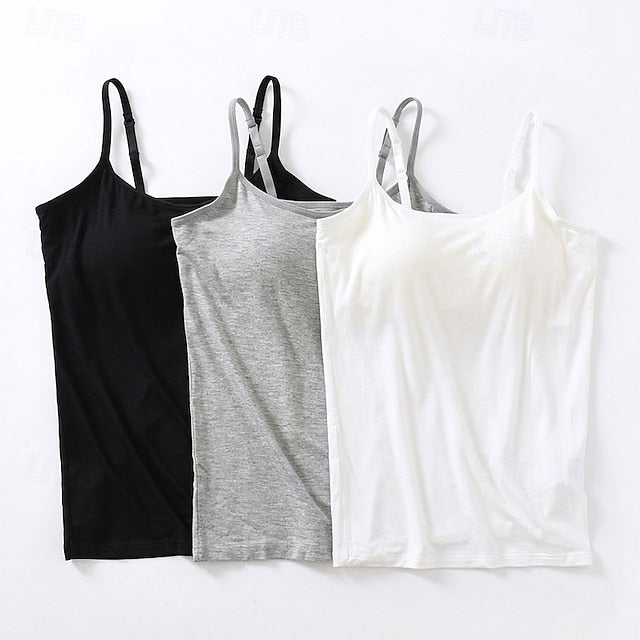 Multi Packs 3pcs Women's U Neck Sleeveless White+Black+Blue