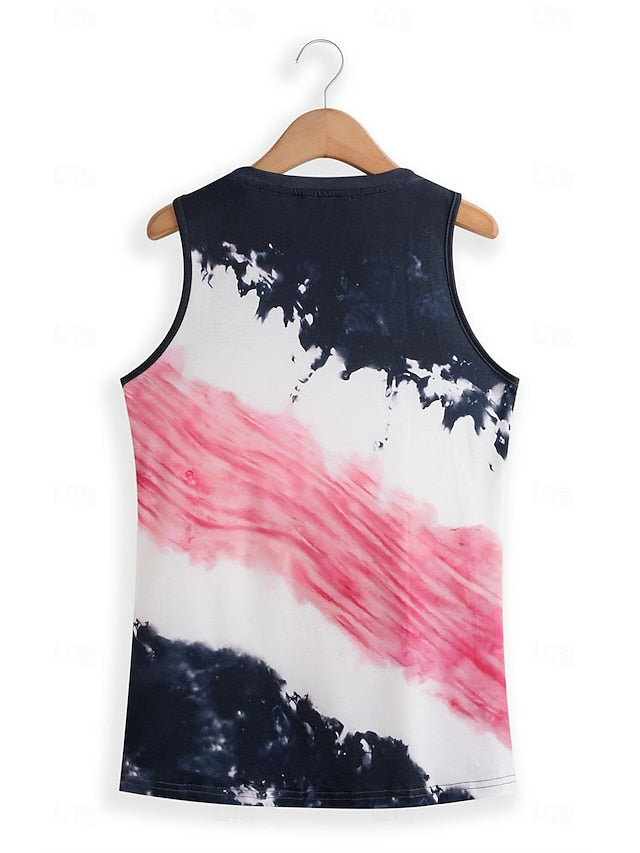 Women's Camisole Tank Top Tie Dye Vest Black Sleeveless