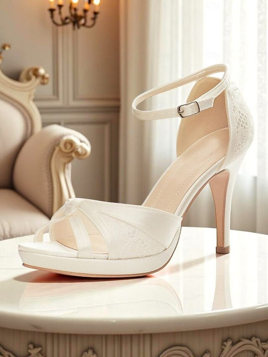 Peep Elegant Toe Pink Women's with Satin High Heel Sandals