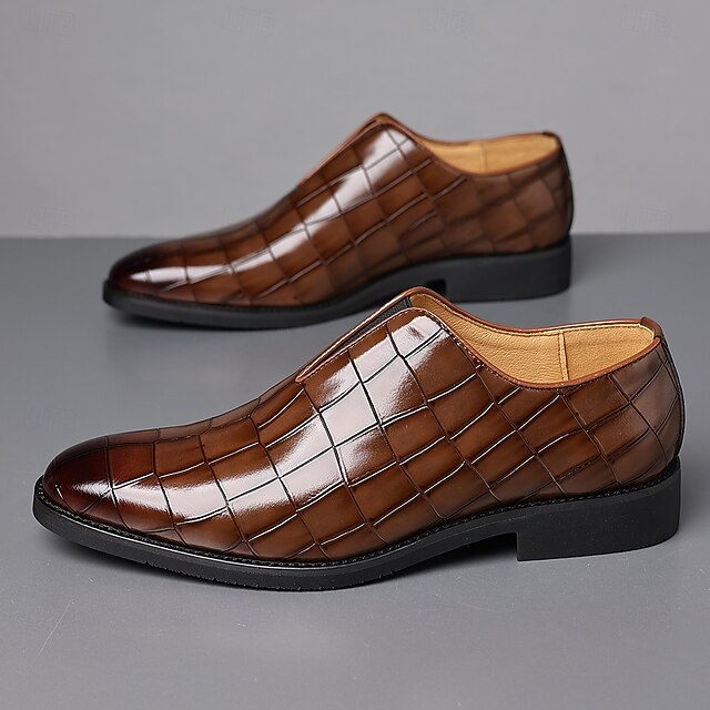– Shoes Pattern Slip-On Burgundy Men's Crocodile