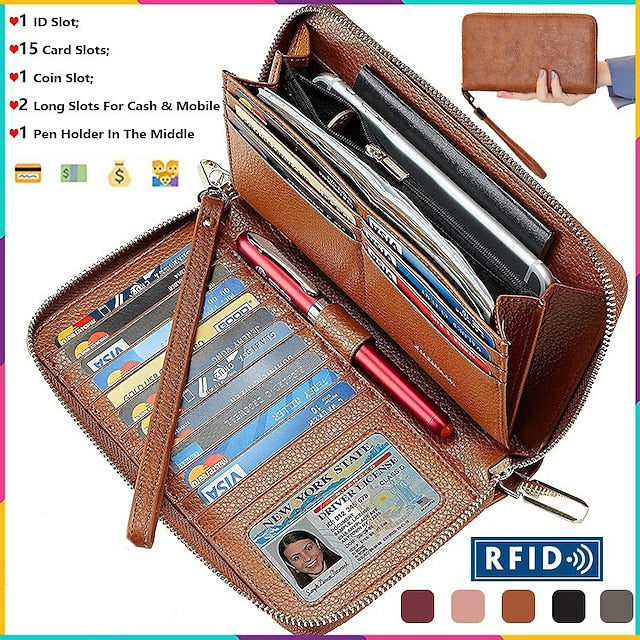 Leather Daily Wallet Bag PU Women's Phone Outdoor Mobile