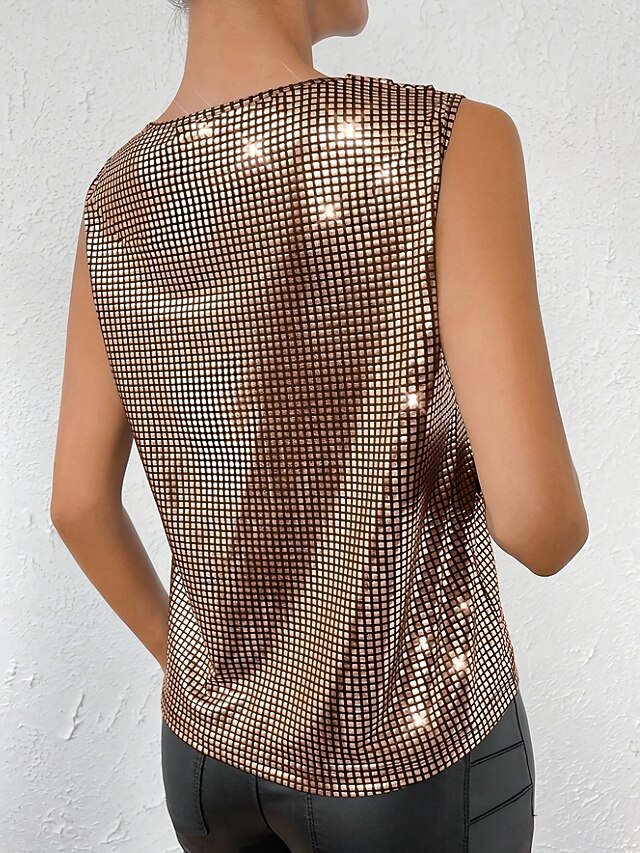 Women's Camisole Tank Top Sequins Solid Color Party Stylish
