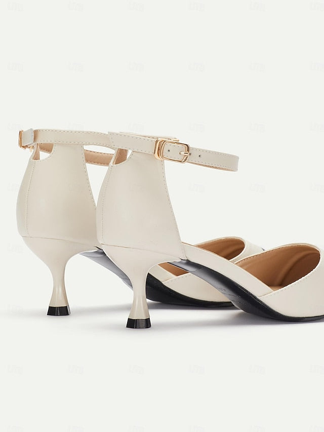 Kitten Heel Stylish Ankle Two-Tone Women's Toe Pointed