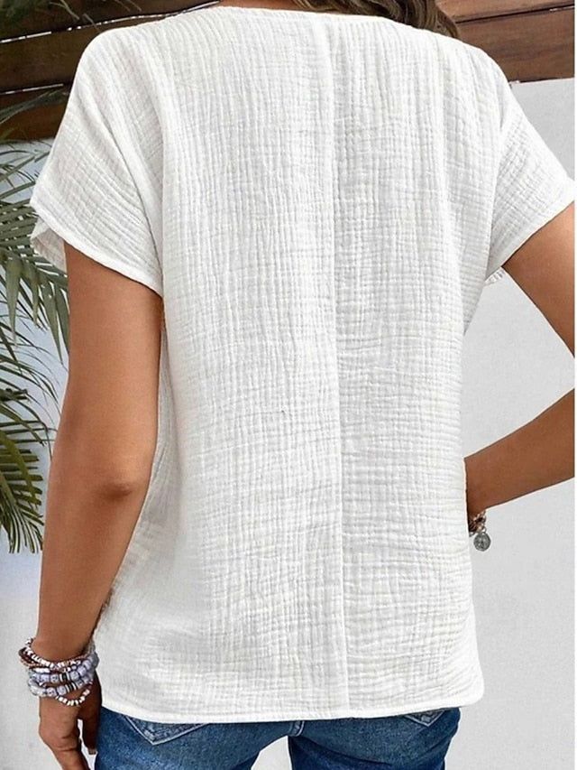 Women's Summer Shirt Casual Shirt Buttons Solid Color Daily