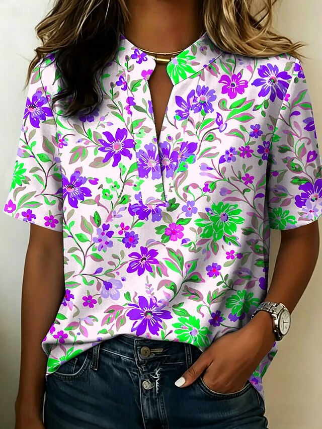 Women's Blouse Buttons Print Floral Graphic Vintage Stylish