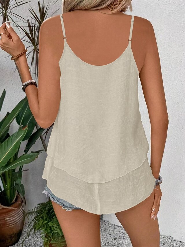 Women's Tank Top Ruffle Plain Fashion Modern Casual