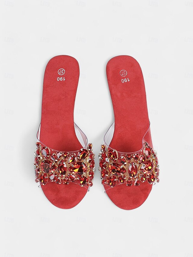 Women's Clear – Embellished Platform Heels Rhinestone