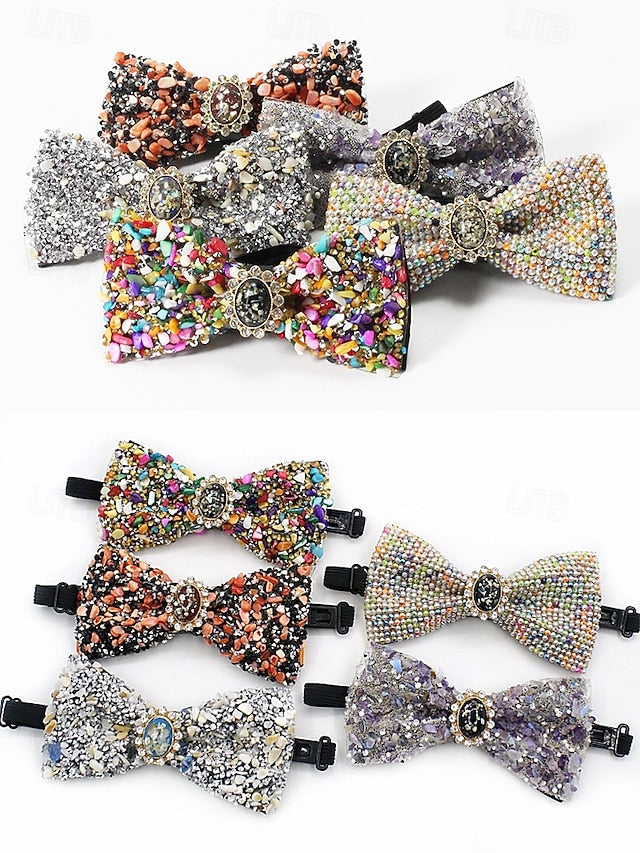 Men's Tie Bow with Luxury Strap Adjustable Gemstone –