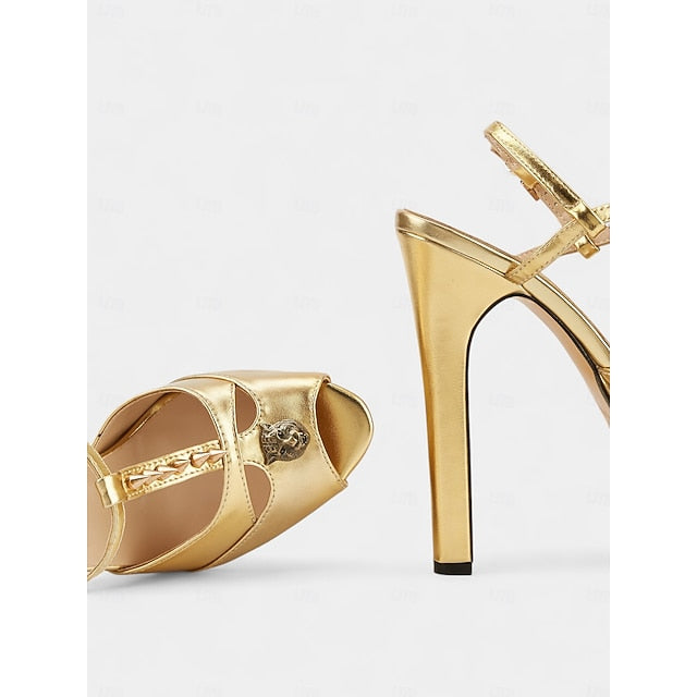 Silver Edgy and Heels High Platform Gold Women's - Metallic