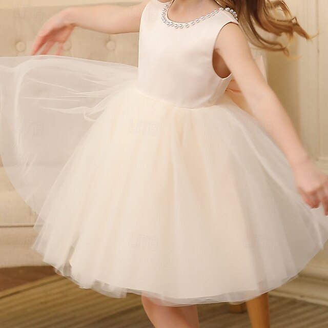 Kids Sleeveless Party Dress Wedding Girls' Color Solid