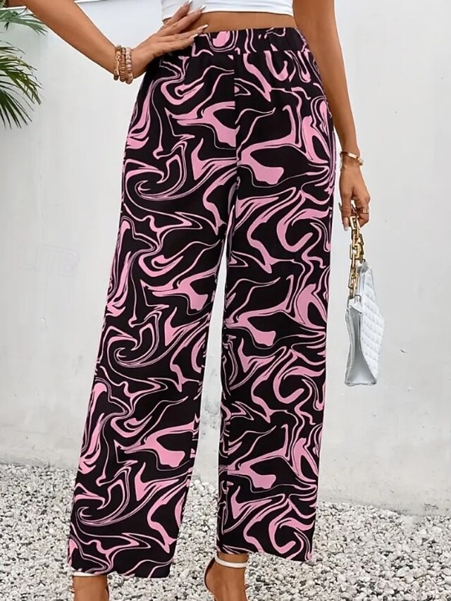 Women's Wide Leg Pants Trousers Fashion Long Graphic Wide