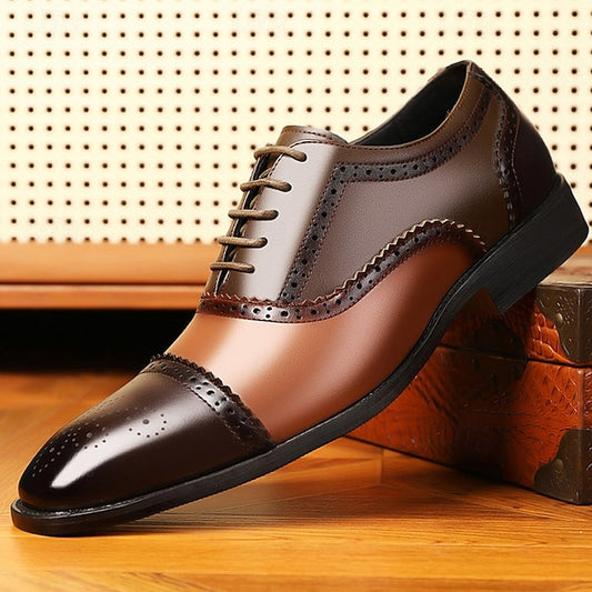 Black Two-Tone and Men's Brogue Brown Faux Shoes –