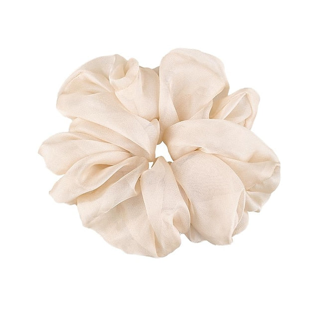 Chiffon Hair Rope Hair Ring Love Heart Printing Satin Fabric