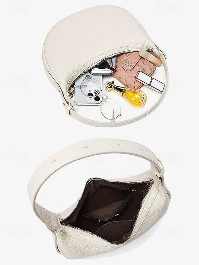 Elegant Stylish Women's White Crescent Bag - Shoulder