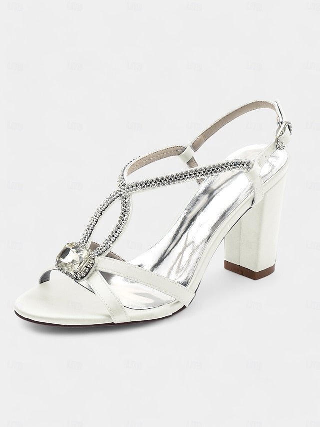 Elegant Sandals Women's Rhinestone Royal Blue Satin –