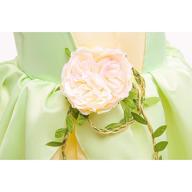 Tinker Flower Girl Tiana Dress Theme Fairytale Princess Bell
