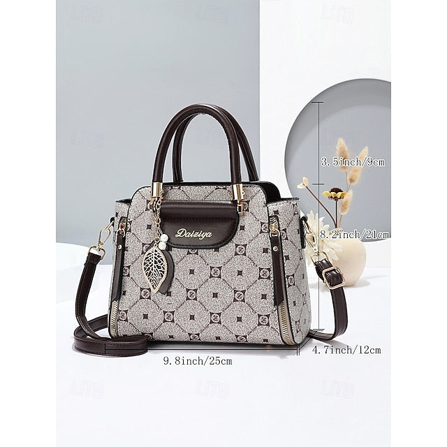 Faux Elegant Red Leather Women's with Accents and Handbag