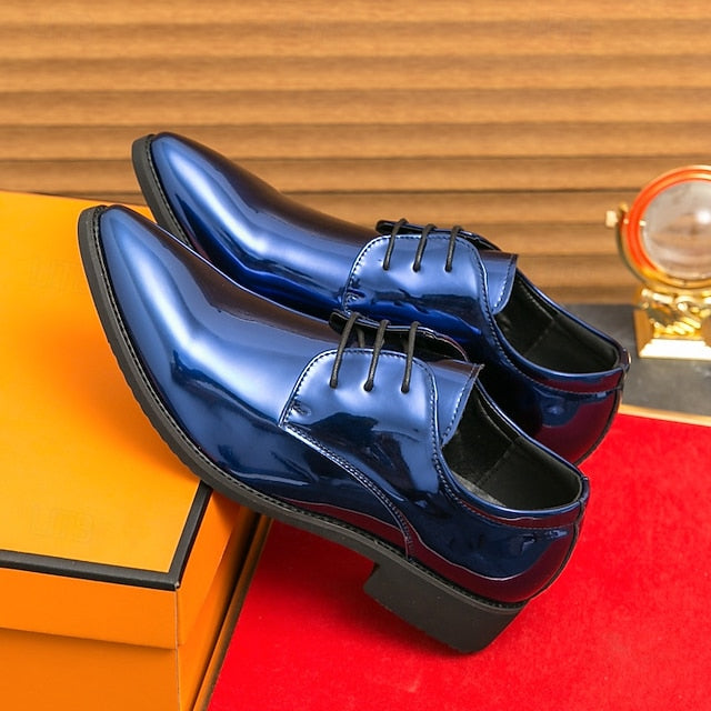 Lace-Up Formal Patent Men Shoes – for Glossy Leather Green