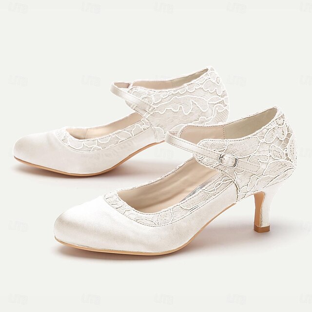 Mid-Heel Women's Comfortable Lace Satin Elegant Red - Heels