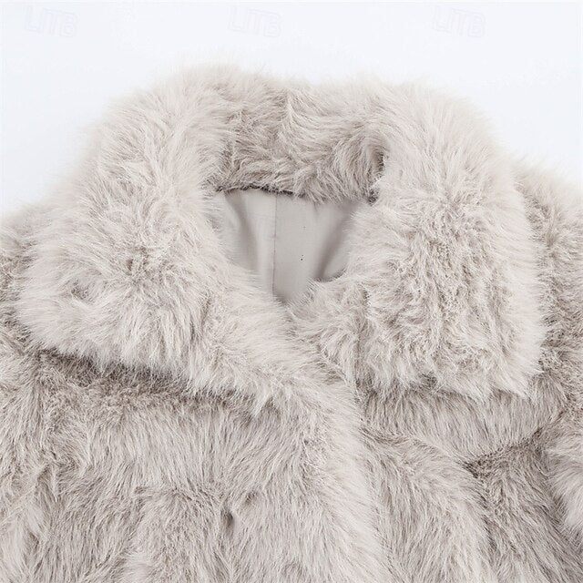 Coat Furs  Faux Buttons Warm Women's Fur Comfortable