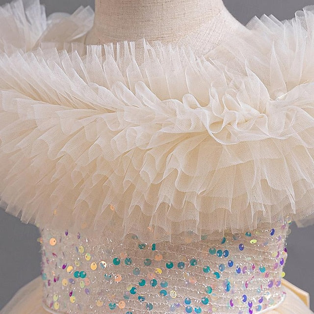 Girl Party Dress Sleeveless Flower Sequin Kids Girls'