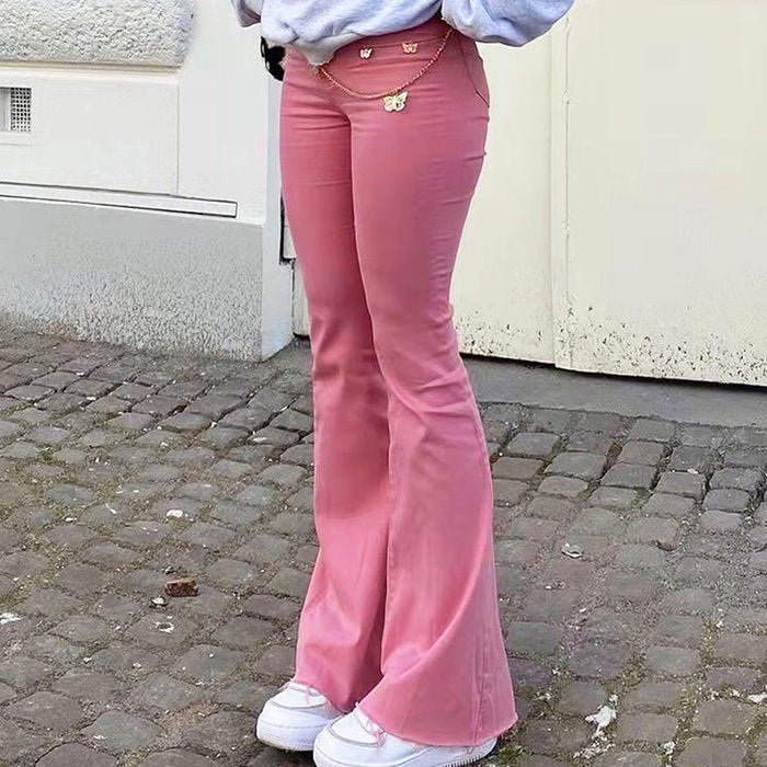 Y2K Pink Flared Pants 	G142